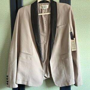 BB Dakota Stewart Leather Lapel Blazer in Greige/Gray, NWT, Size M